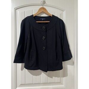 Gap Cropped Blazer 3/4 Sleeve Jacket Dark Blue Three Button Women’s Size Medium